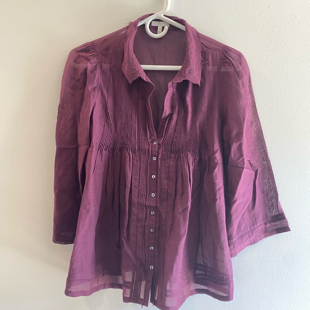 Joie Plum Button-Up Blouse